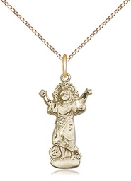 [0829GF/18GF] 14kt Gold Filled Divino Nino Pendant on a 18 inch Gold Filled Light Curb chain