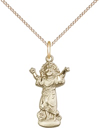 [0829GF/18GF] 14kt Gold Filled Divino Nino Pendant on a 18 inch Gold Filled Light Curb chain