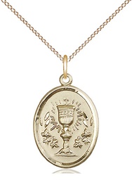 [0875GF/18GF] 14kt Gold Filled Chalice Pendant on a 18 inch Gold Filled Light Curb chain