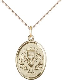 [0875GF/18GF] 14kt Gold Filled Chalice Pendant on a 18 inch Gold Filled Light Curb chain