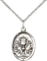 [0875SS/18SS] Sterling Silver Chalice Pendant on a 18 inch Sterling Silver Light Curb chain