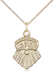 [0886GF/18GF] 14kt Gold Filled Seven Gifts Pendant on a 18 inch Gold Filled Light Curb chain