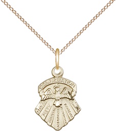 [0887GF/18GF] 14kt Gold Filled Seven Gifts Pendant on a 18 inch Gold Filled Light Curb chain