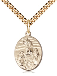 [0888GF/24G] 14kt Gold Filled Tranfiguration Pendant on a 24 inch Gold Plate Heavy Curb chain