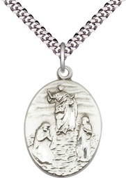 [0888SS/24S] Sterling Silver Tranfiguration Pendant on a 24 inch Light Rhodium Heavy Curb chain