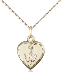 [0891GF/18GF] 14kt Gold Filled Heart / Confirmation Pendant on a 18 inch Gold Filled Light Curb chain