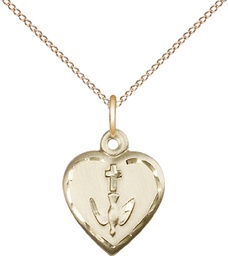 [0891GF/18GF] 14kt Gold Filled Heart / Confirmation Pendant on a 18 inch Gold Filled Light Curb chain