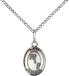 [0967SS/18SS] Sterling Silver First Penance Pendant on a 18 inch Sterling Silver Light Curb chain