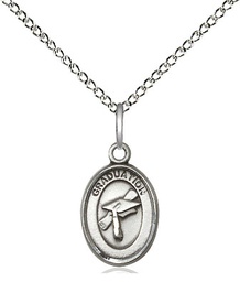 [0972SS/18SS] Sterling Silver Graduation Pendant on a 18 inch Sterling Silver Light Curb chain