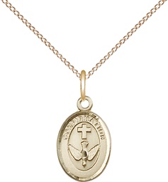 [0973GF/18GF] 14kt Gold Filled Confirmation Pendant on a 18 inch Gold Filled Light Curb chain