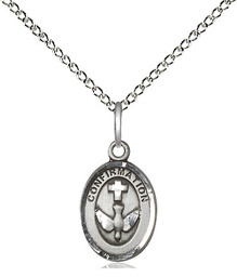 [0973SS/18SS] Sterling Silver Confirmation Pendant on a 18 inch Sterling Silver Light Curb chain