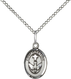 [0973SS/18SS] Sterling Silver Confirmation Pendant on a 18 inch Sterling Silver Light Curb chain