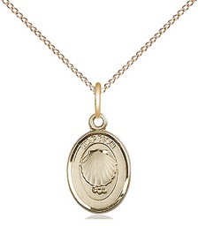 [0974GF/18GF] 14kt Gold Filled Baptism Pendant on a 18 inch Gold Filled Light Curb chain