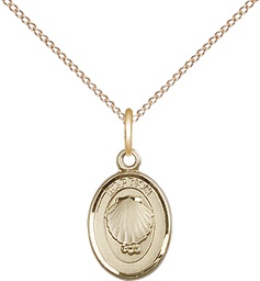 [0974GF/18GF] 14kt Gold Filled Baptism Pendant on a 18 inch Gold Filled Light Curb chain