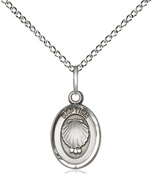 [0974SS/18SS] Sterling Silver Baptism Pendant on a 18 inch Sterling Silver Light Curb chain