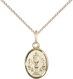 [0975GF/18GF] 14kt Gold Filled Chalice Pendant on a 18 inch Gold Filled Light Curb chain