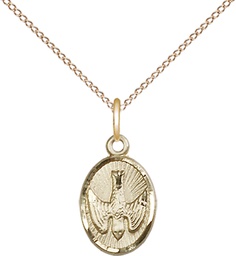 [0982GF/18GF] 14kt Gold Filled Holy Spirit Pendant on a 18 inch Gold Filled Light Curb chain