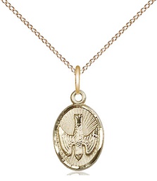 [0982GF/18GF] 14kt Gold Filled Holy Spirit Pendant on a 18 inch Gold Filled Light Curb chain