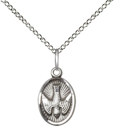 [0982SS/18SS] Sterling Silver Holy Spirit Pendant on a 18 inch Sterling Silver Light Curb chain