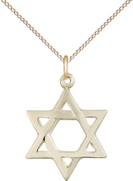 [1210GF/18GF] 14kt Gold Filled Star of David Pendant on a 18 inch Gold Filled Light Curb chain