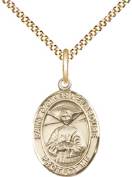 [8021GF/18G] 14kt Gold Filled Saint Catherine Laboure Pendant on a 18 inch Gold Plate Light Curb chain