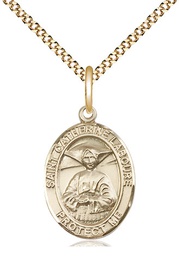 [8021GF/18G] 14kt Gold Filled Saint Catherine Laboure Pendant on a 18 inch Gold Plate Light Curb chain