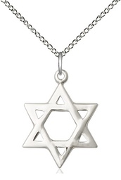 [1210SS/18SS] Sterling Silver Star of David Pendant on a 18 inch Sterling Silver Light Curb chain