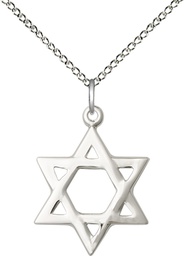 [1210SS/18SS] Sterling Silver Star of David Pendant on a 18 inch Sterling Silver Light Curb chain