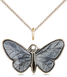[1250GF/18GF] 14kt Gold Filled Butterfly Pendant on a 18 inch Gold Filled Light Curb chain