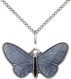 [1250SS/18SS] Sterling Silver Butterfly Pendant on a 18 inch Sterling Silver Light Curb chain