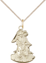[1251GF/18GF] 14kt Gold Filled Guardian Angel Pendant on a 18 inch Gold Filled Light Curb chain