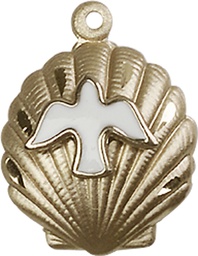 [1259KT] 14kt Gold Shell / Holy Spirit Medal