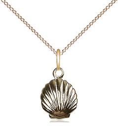[1260GF/18GF] 14kt Gold Filled Shell Pendant on a 18 inch Gold Filled Light Curb chain