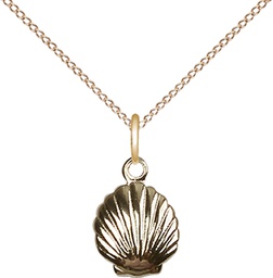 [1260GF/18GF] 14kt Gold Filled Shell Pendant on a 18 inch Gold Filled Light Curb chain