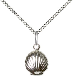 [1260SS/18SS] Sterling Silver Shell Pendant on a 18 inch Sterling Silver Light Curb chain