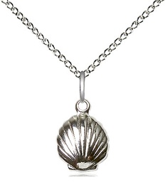 [1260SS/18SS] Sterling Silver Shell Pendant on a 18 inch Sterling Silver Light Curb chain