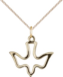 [1510GF/18GF] 14kt Gold Filled Holy Spirit Pendant on a 18 inch Gold Filled Light Curb chain