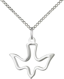 [1510SS/18SS] Sterling Silver Holy Spirit Pendant on a 18 inch Sterling Silver Light Curb chain