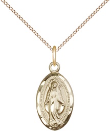 [1609GF/18GF] 14kt Gold Filled Miraculous Pendant on a 18 inch Gold Filled Light Curb chain