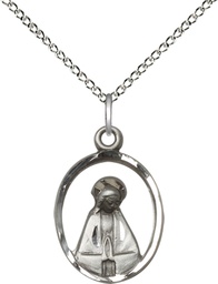 [1626SS/18SS] Sterling Silver Madonna Pendant on a 18 inch Sterling Silver Light Curb chain