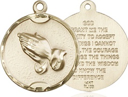 [1629KT] 14kt Gold Praying Hands Medal