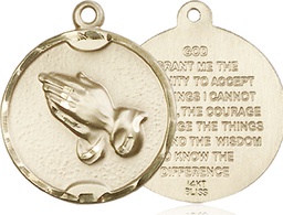 [1629KT] 14kt Gold Praying Hands Medal