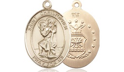 [8022GF1] 14kt Gold Filled Saint Christopher Air Force Medal