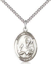 [8000SS/18S] Sterling Silver Saint Andrew the Apostle Pendant on a 18 inch Light Rhodium Light Curb chain