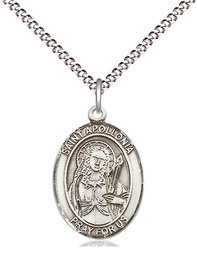 [8005SS/18S] Sterling Silver Saint Apollonia Pendant on a 18 inch Light Rhodium Light Curb chain