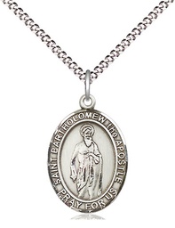 [8238SS/18S] Sterling Silver Saint Bartholomew the Apostle Pendant on a 18 inch Light Rhodium Light Curb chain