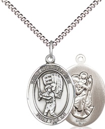 [8500SS/18S] Sterling Silver Saint Christopher Baseball Pendant on a 18 inch Light Rhodium Light Curb chain