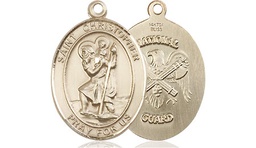 [8022GF5] 14kt Gold Filled Saint Christopher National Guard Medal