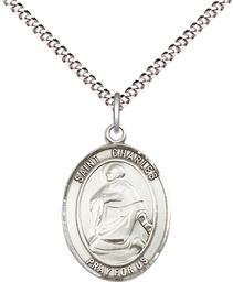 [8020SS/18S] Sterling Silver Saint Charles Borromeo Pendant on a 18 inch Light Rhodium Light Curb chain