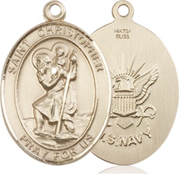 [8022GF6] 14kt Gold Filled Saint Christopher Navy Medal